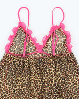 Vintage Y2k 00s La Senza Leopard Print Mesh Ruffle Cami - S