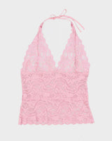 Vintage Y2k 00s Fredericks Lace Halter Top - M