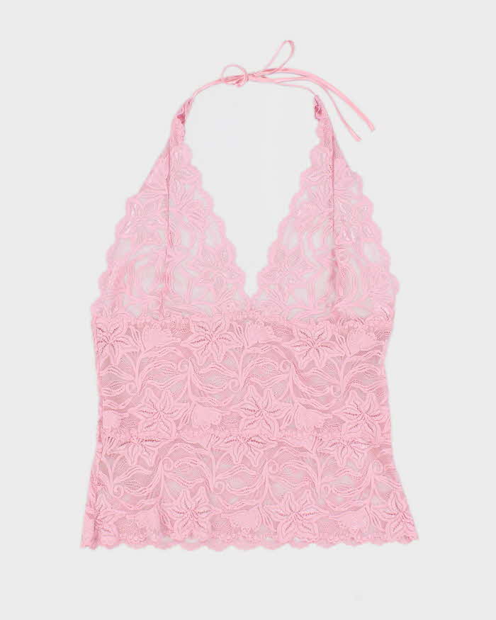 Vintage Y2k 00s Fredericks Lace Halter Top - M