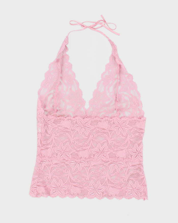 Vintage Y2k 00s Fredericks Lace Halter Top - M