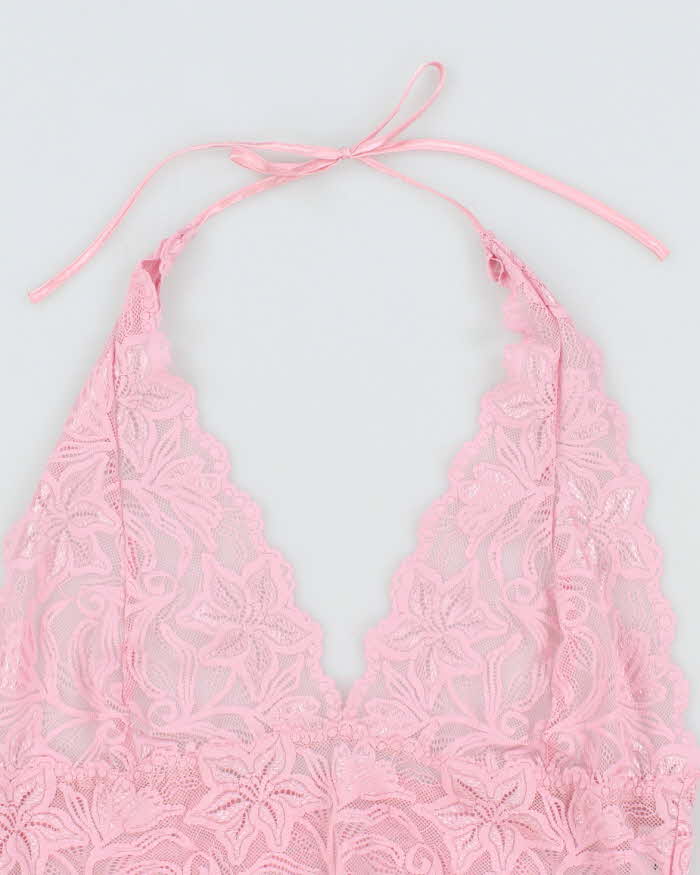 Vintage Y2k 00s Fredericks Lace Halter Top - M