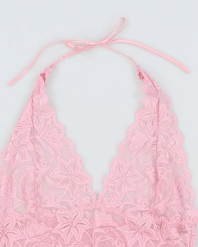 Vintage Y2k 00s Fredericks Lace Halter Top - M