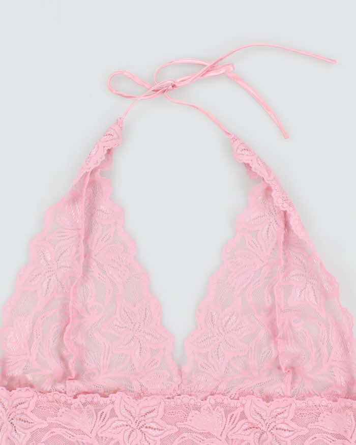 Vintage Y2k 00s Fredericks Lace Halter Top - M