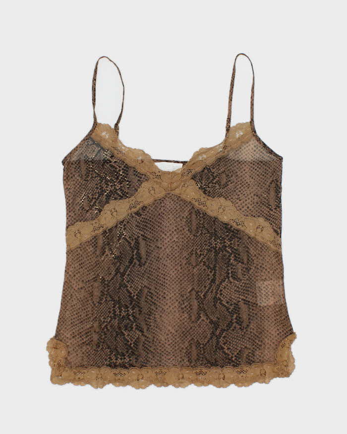 Vintage Y2k 00s Buch Snake Print Mesh Cami - S