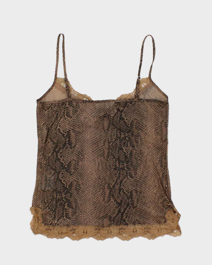 Vintage Y2k 00s Buch Snake Print Mesh Cami - S