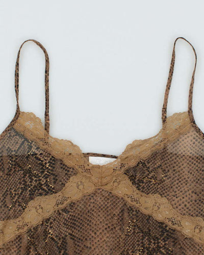 Vintage Y2k 00s Buch Snake Print Mesh Cami - S