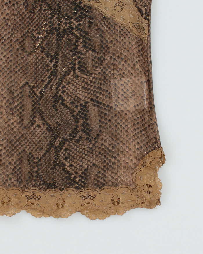 Vintage Y2k 00s Buch Snake Print Mesh Cami - S