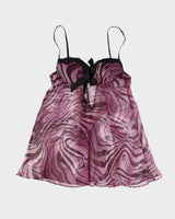 Vintage Y2k 00s La Senza Zebra Print Mesh Top - S