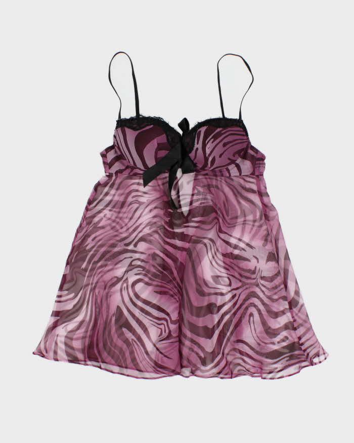 Vintage Y2k 00s La Senza Zebra Print Mesh Top - S