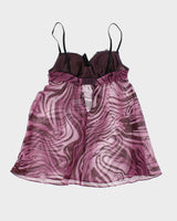 Vintage Y2k 00s La Senza Zebra Print Mesh Top - S