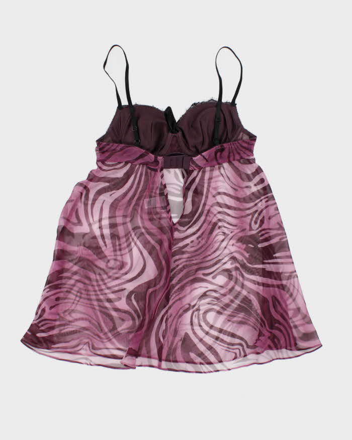 Vintage Y2k 00s La Senza Zebra Print Mesh Top - S