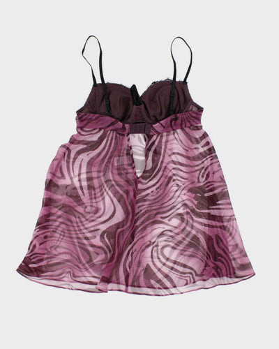 Vintage Y2k 00s La Senza Zebra Print Mesh Top - S