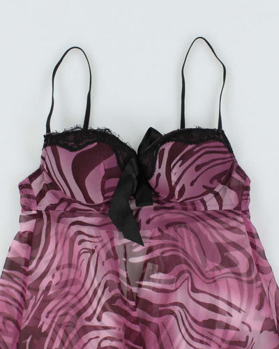 Vintage Y2k 00s La Senza Zebra Print Mesh Top - S