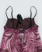 Vintage Y2k 00s La Senza Zebra Print Mesh Top - S