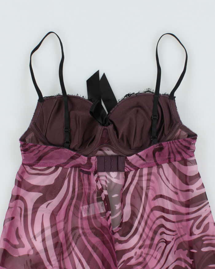 Vintage Y2k 00s La Senza Zebra Print Mesh Top - S