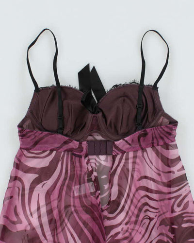 Vintage Y2k 00s La Senza Zebra Print Mesh Top - S