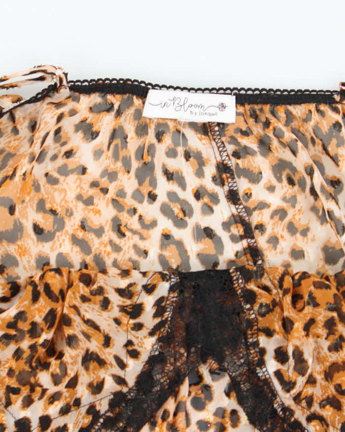 Vintage Y2k 00s In Bloom Leopard Print Mesh Cami - M