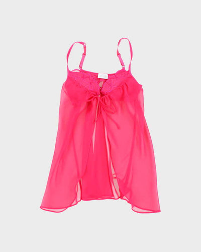 Vintage Y2k 00s La Senza Pink Mesh Built-In Bra Top - XS