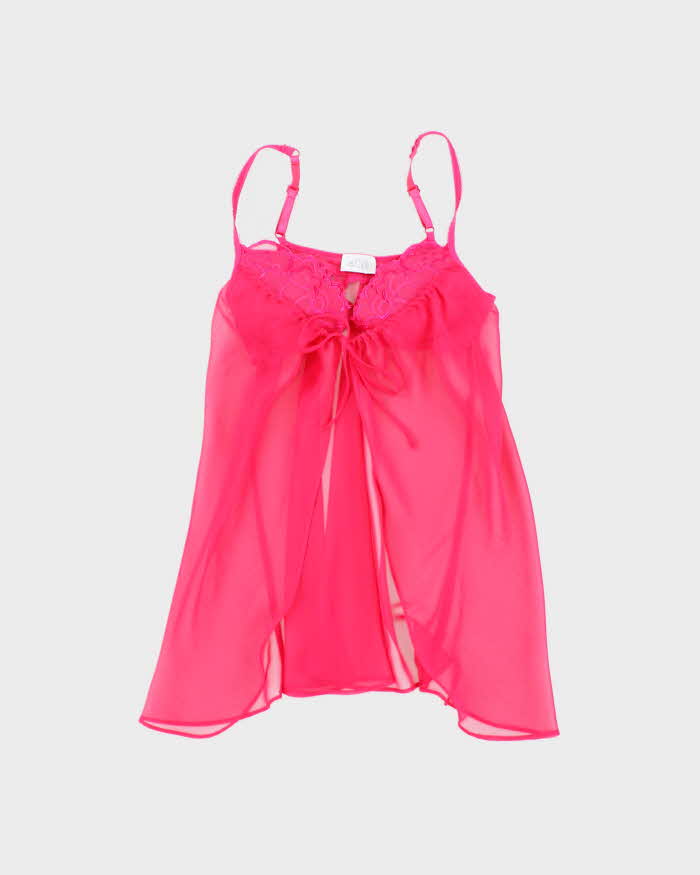 Vintage Y2k 00s La Senza Pink Mesh Built-In Bra Top - XS