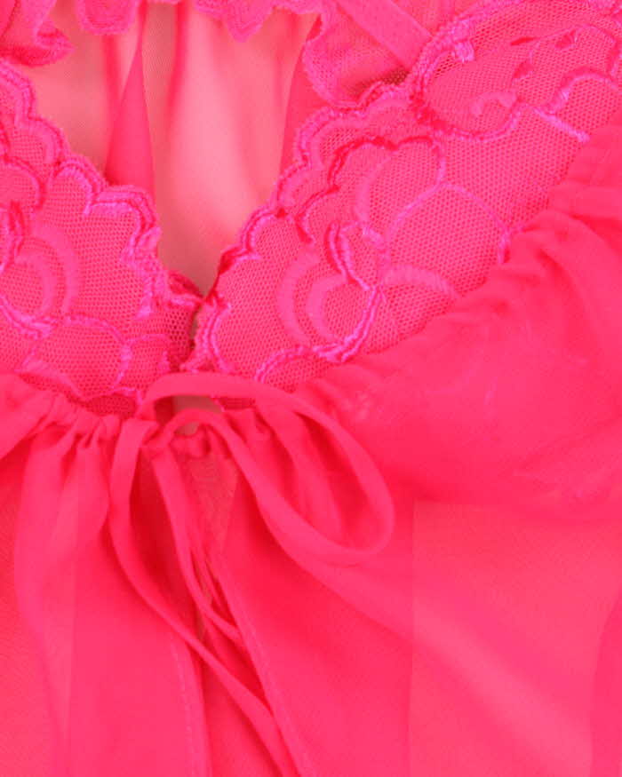 Vintage Y2k 00s La Senza Pink Mesh Built-In Bra Top - XS