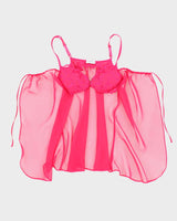 Vintage Y2k 00s La Senza Pink Mesh Built-In Bra Top - XS