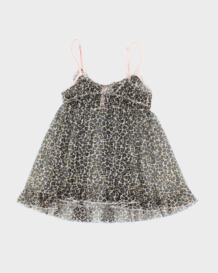 Vintage Y2k 00s Victoria's Secret Leopard Print Mesh Cami - S