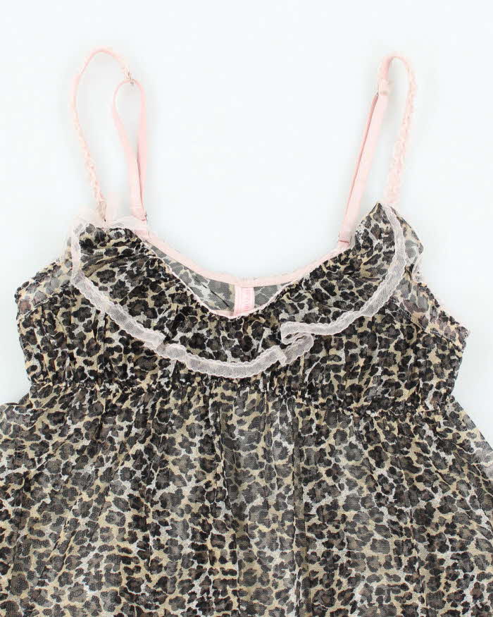 Vintage Y2k 00s Victoria's Secret Leopard Print Mesh Cami - S