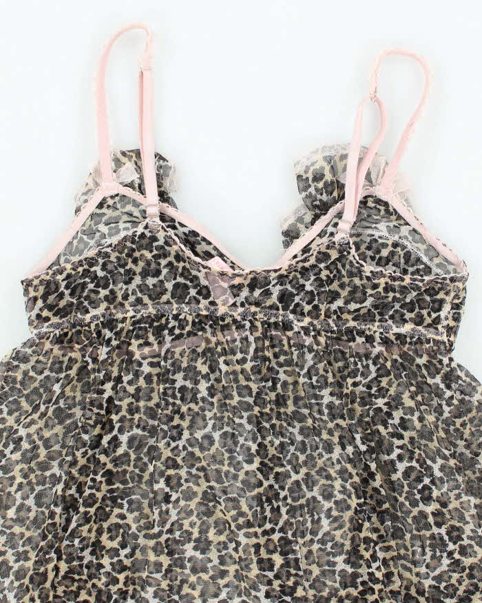 Vintage Y2k 00s Victoria's Secret Leopard Print Mesh Cami - S