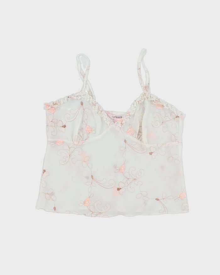 Vintage Y2k 00s La Vie En Rose Mesh Floral Cami - M