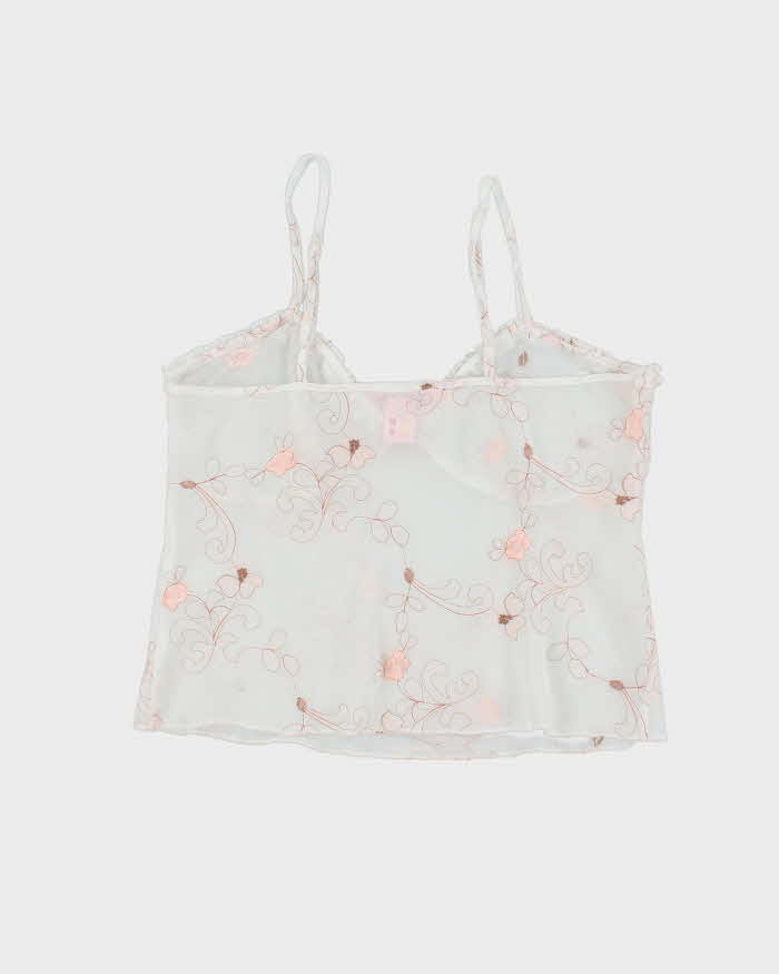 Vintage Y2k 00s La Vie En Rose Mesh Floral Cami - M