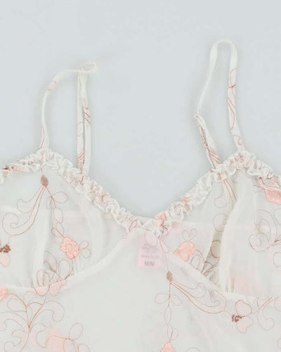 Vintage Y2k 00s La Vie En Rose Mesh Floral Cami - M