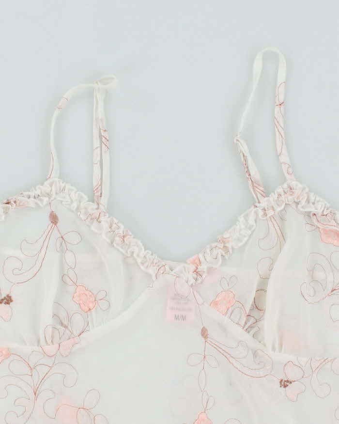 Vintage Y2k 00s La Vie En Rose Mesh Floral Cami - M