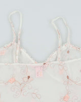 Vintage Y2k 00s La Vie En Rose Mesh Floral Cami - M
