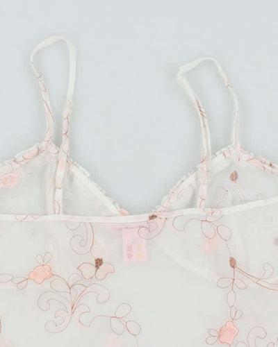 Vintage Y2k 00s La Vie En Rose Mesh Floral Cami - M