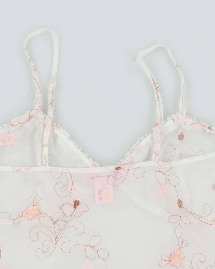 Vintage Y2k 00s La Vie En Rose Mesh Floral Cami - M