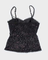 Vintage Y2k 00s Arianne Mesh &amp; Velvet Cami - S