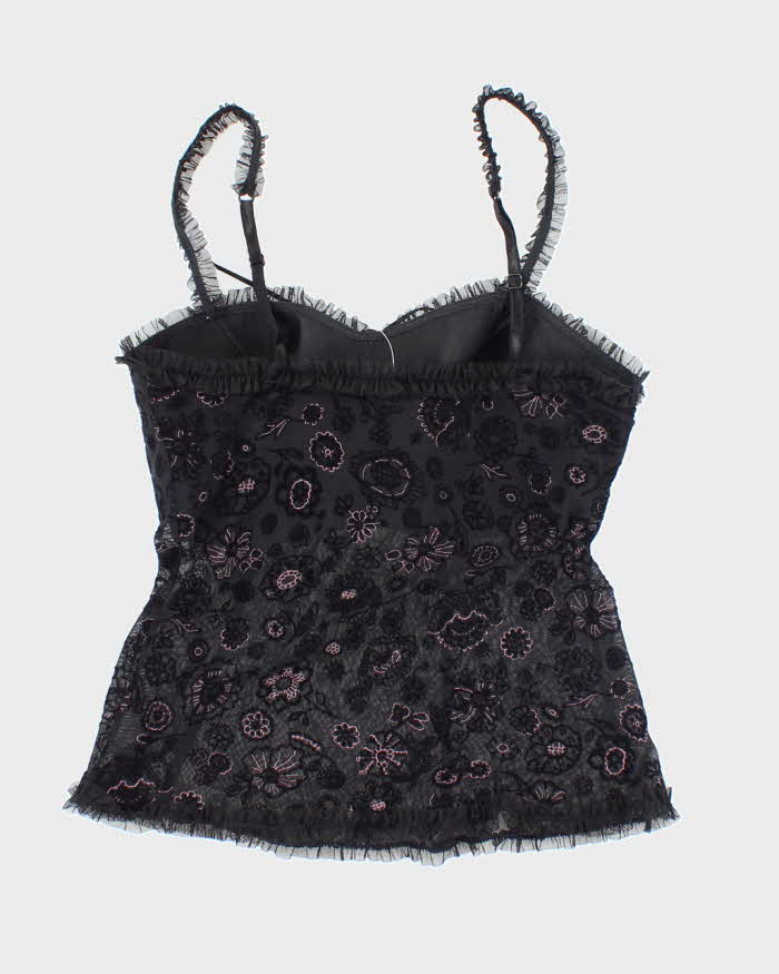 Vintage Y2k 00s Arianne Mesh &amp; Velvet Cami - S