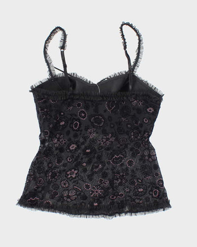 Vintage Y2k 00s Arianne Mesh & Velvet Cami - S