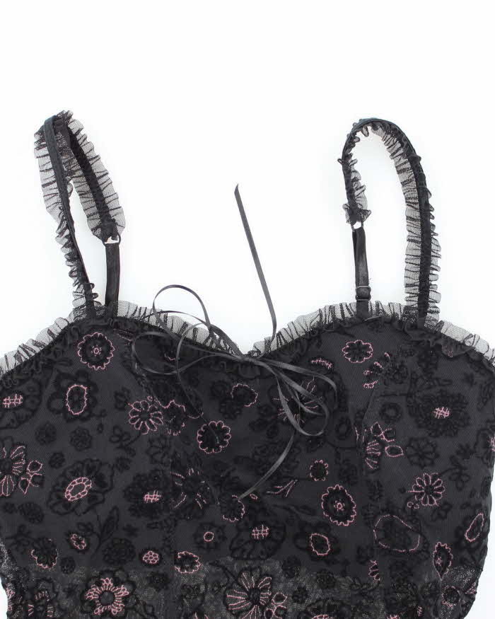 Vintage Y2k 00s Arianne Mesh &amp; Velvet Cami - S