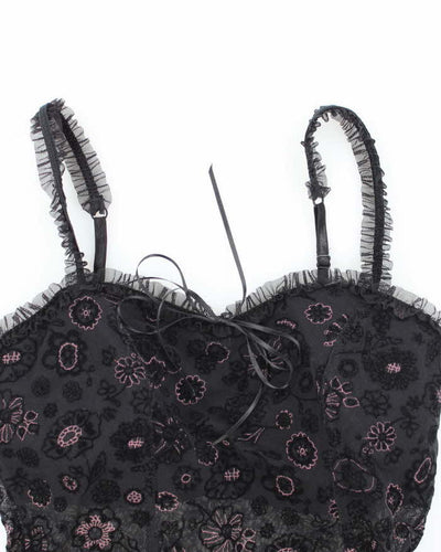 Vintage Y2k 00s Arianne Mesh & Velvet Cami - S