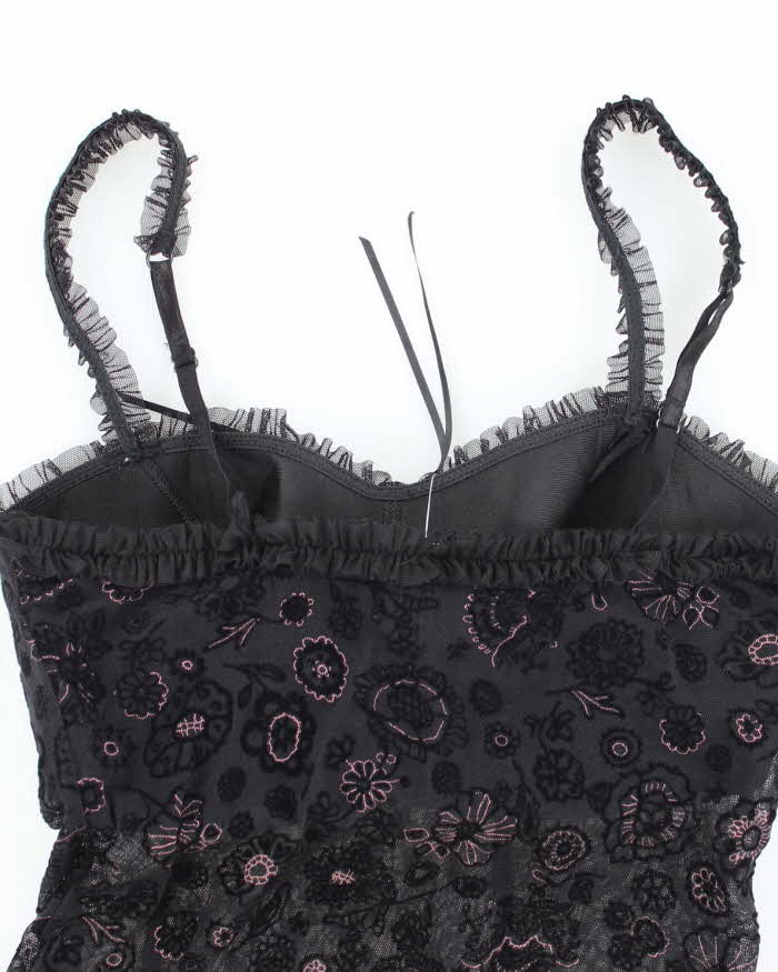 Vintage Y2k 00s Arianne Mesh &amp; Velvet Cami - S
