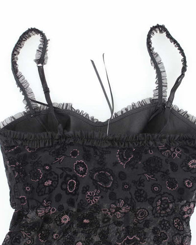 Vintage Y2k 00s Arianne Mesh & Velvet Cami - S