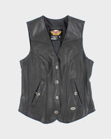 Vintage Harley Davidson Leather Waistcoat - S
