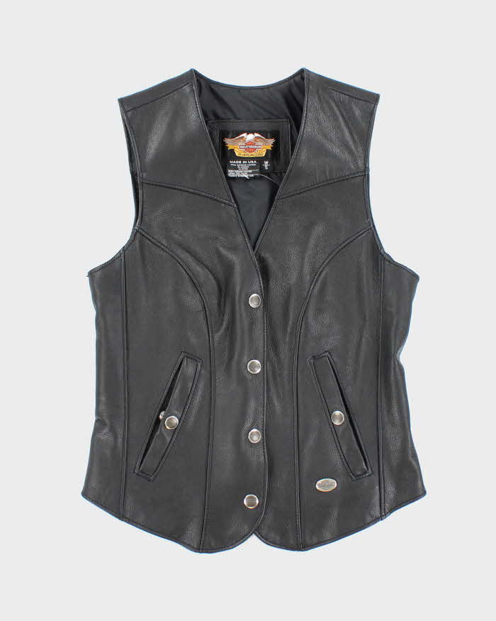 Vintage Harley Davidson Leather Waistcoat - S