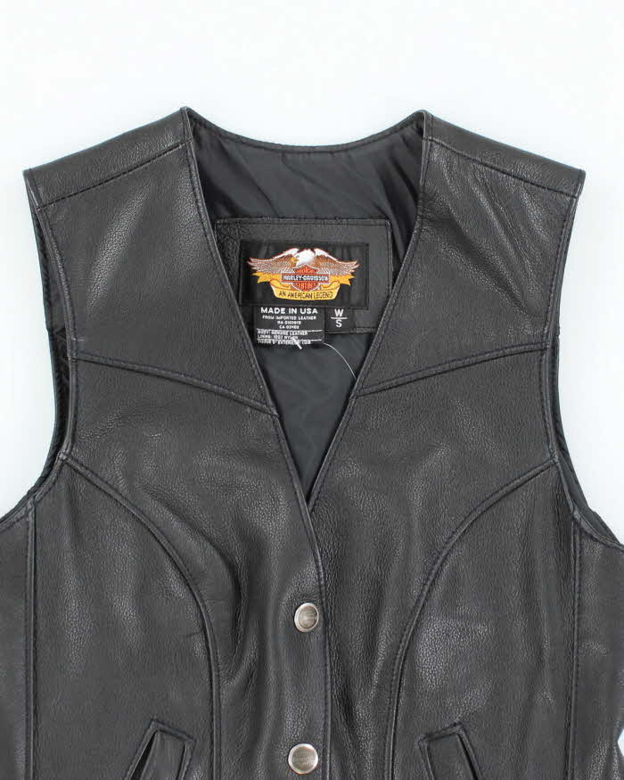 Vintage Harley Davidson Leather Waistcoat - S