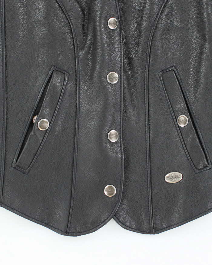 Vintage Harley Davidson Leather Waistcoat - S