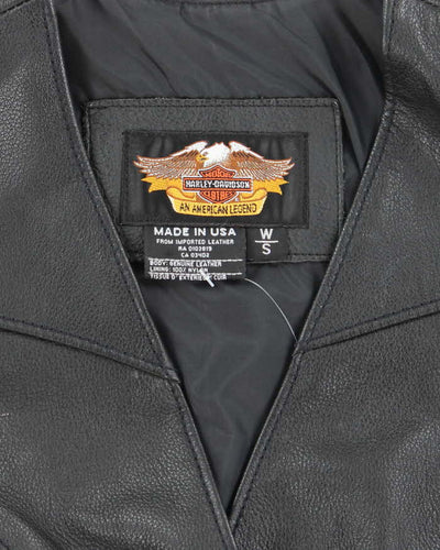 Vintage Harley Davidson Leather Waistcoat - S