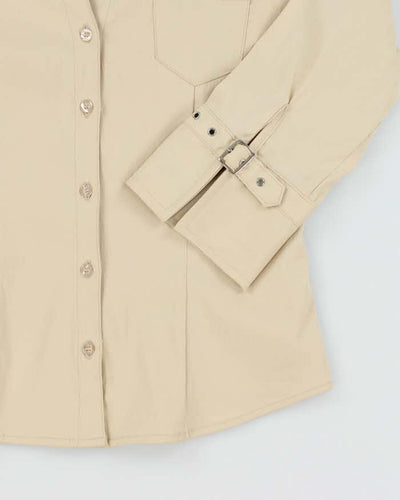Vintage Y2k 00s Cotton Express Buckle Detail Blouse - S