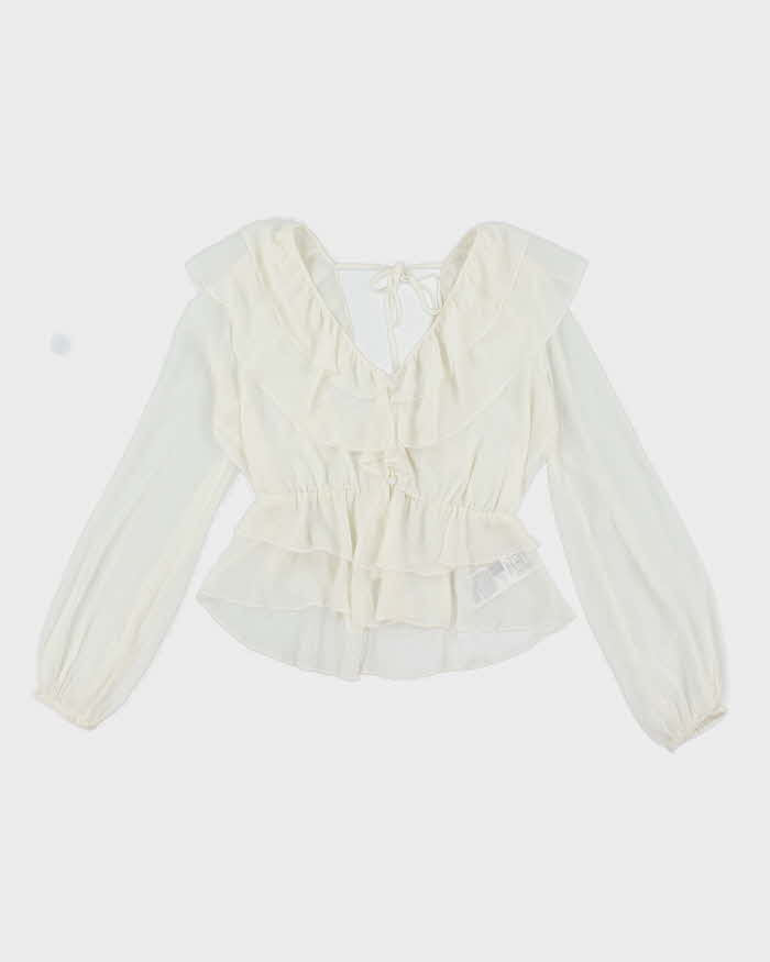 Vintage Y2k 00s Guess Mesh Ruffle Top - S