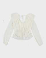 Vintage Y2k 00s Guess Mesh Ruffle Top - S